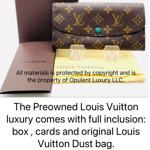 168 Louis Vuitton Monogram Emily Green Wallet - Picture 2 of 8